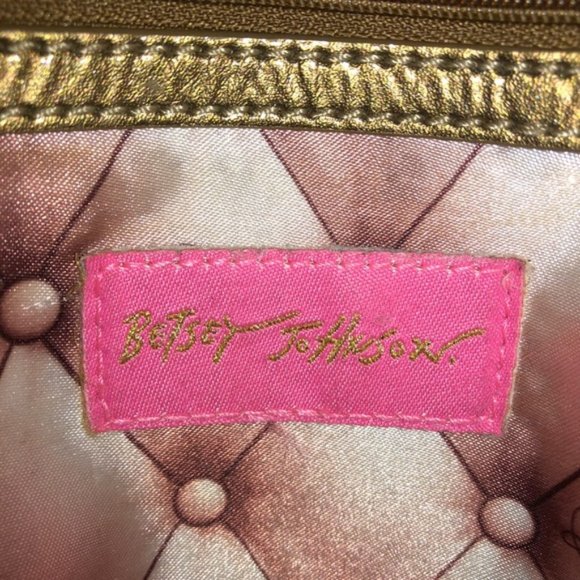 Betsey Johnson Vintage Leopard Print Fur and Metallic Gold Large Shoulder Bag - Picture 13 of 14